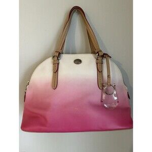 Coach Peyton  Pink and White Ombre Cora Dome Satchel Bag Leather F29282